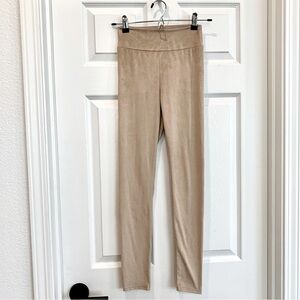 Beige Sand Faux Suede Stretch Leggings